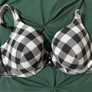 Cacique Black and Gray Checkered Bra